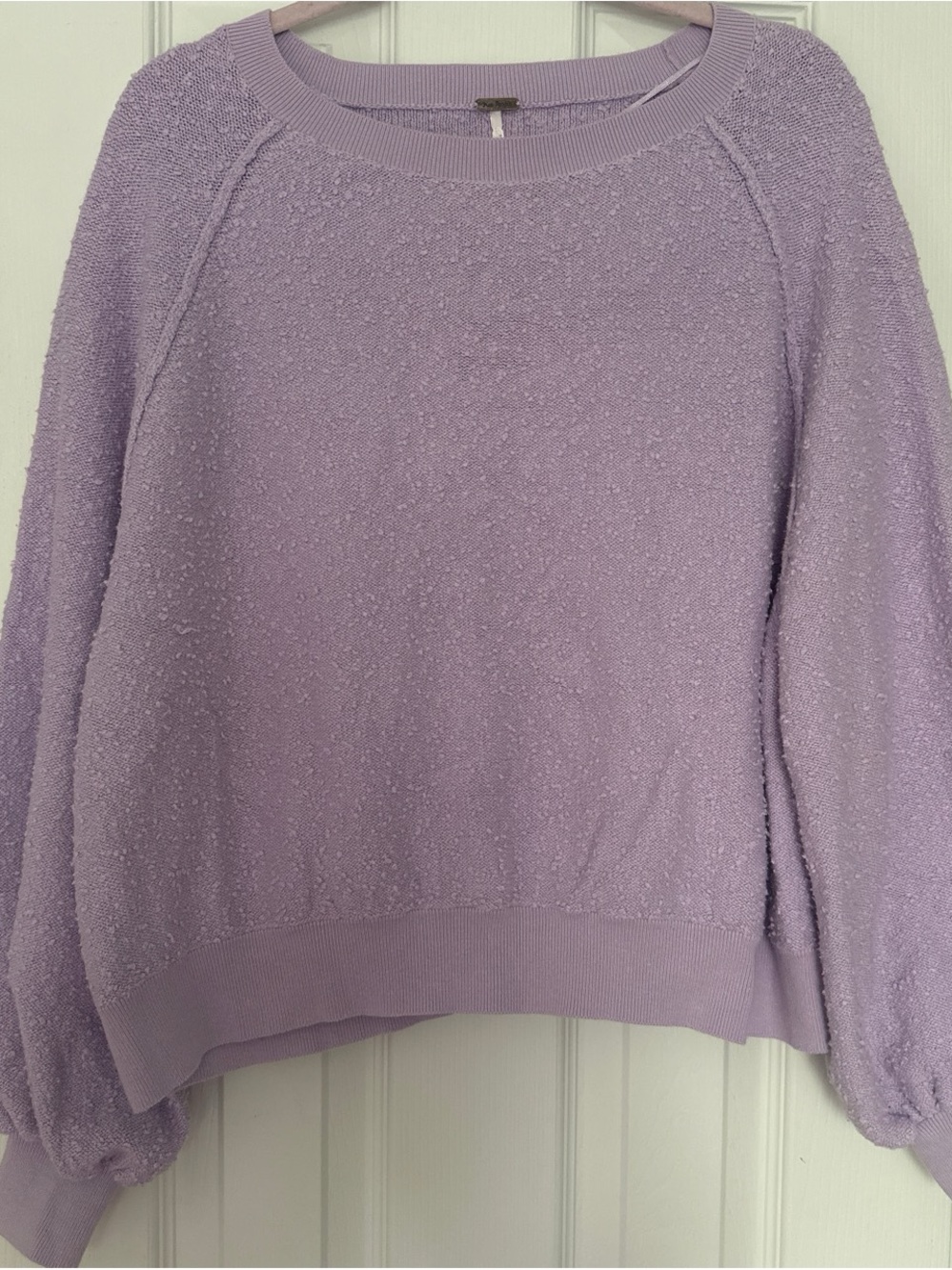 Free people purple boucle crewneck sweater size M